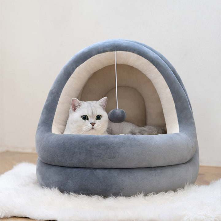 Plush cozy cat house for small dogs and cats