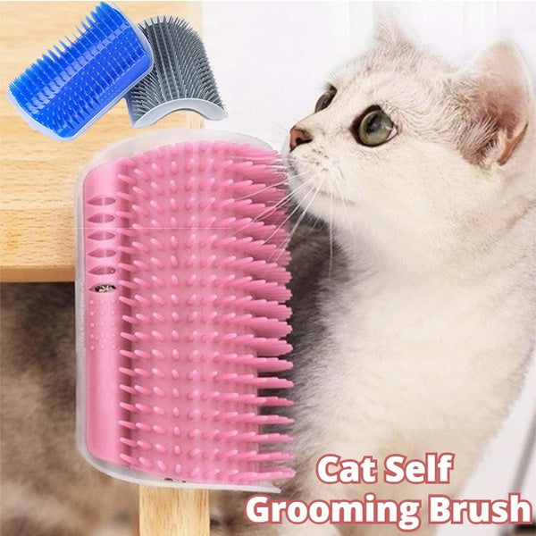 Wall mounted cat self groomer brush for grooming tool